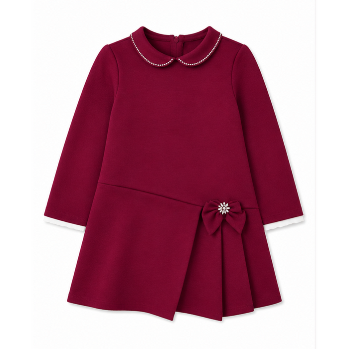 Mayoral - Little Girls Long Sleeve Dress Red Wine