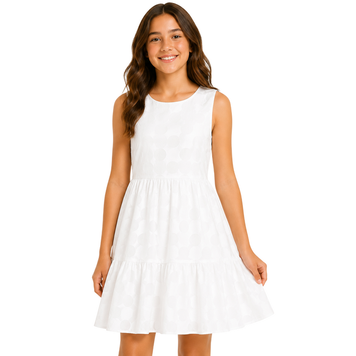 Mayoral - Big Girls Sleeveless Dotted Dress White
