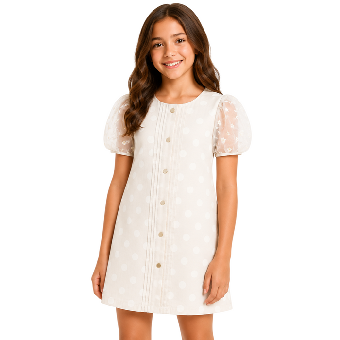 Mayoral - Big Girls Zipper Down Dress Cream
