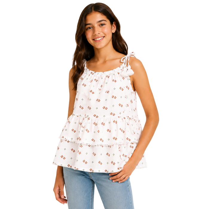 Mayoral - Big Girls Sleeveless Top White with Diamond design