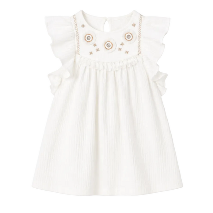 Mayoral - Little Girls Flutter Sleeve Dress With Boho Design