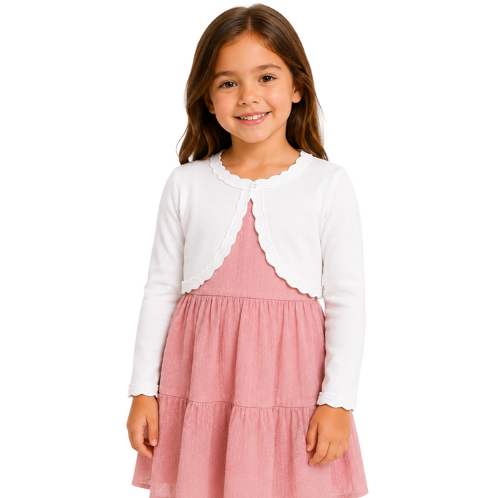 Mayoral - Little Girls Cropped Cardigan White