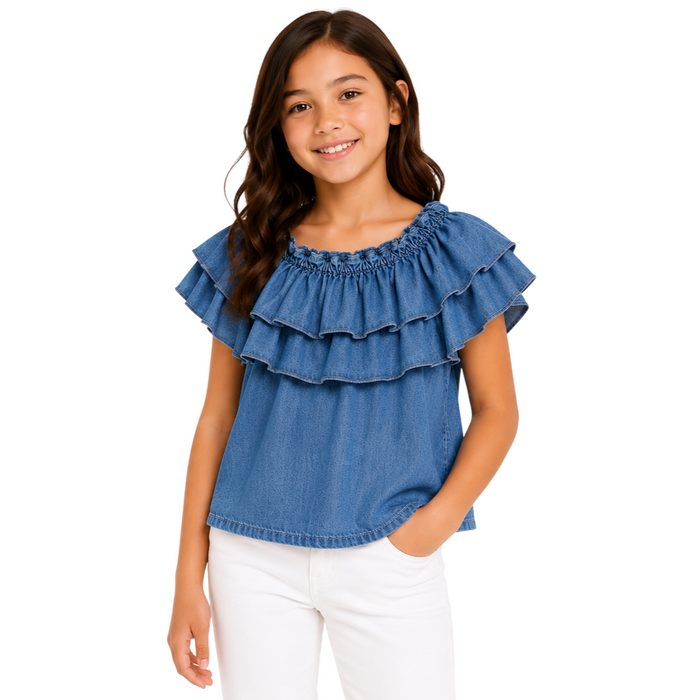 Mayoral - Little Girls Denim Loose Top