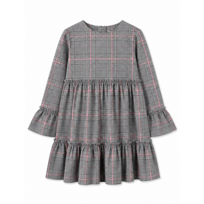 Mayoral - Little Girls Grey Gingham Pattern Dress