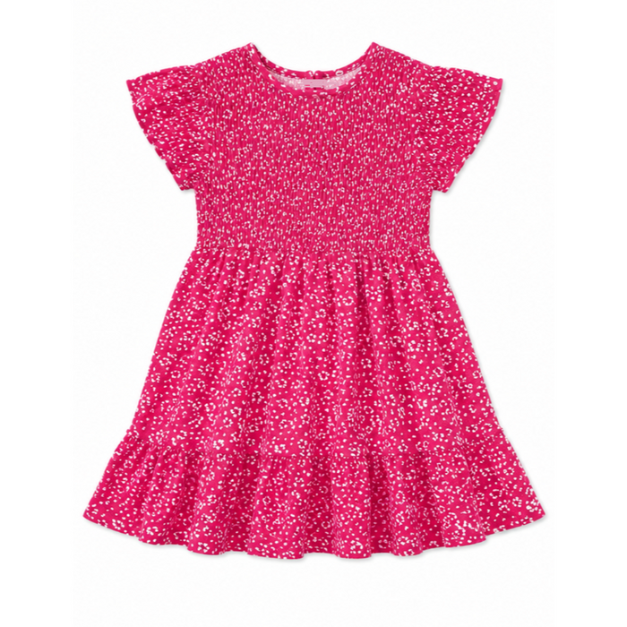 Mayoral - Little Girls Floral Ruffle Short Sleeve Dress Fuchsia Pink