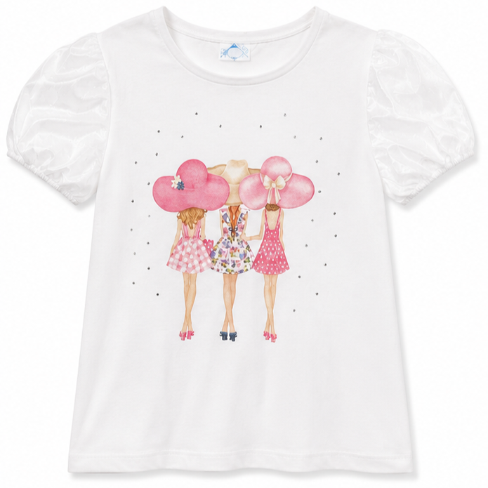 Mayoral - Big Girls Short Sleeve Chiffon White Top