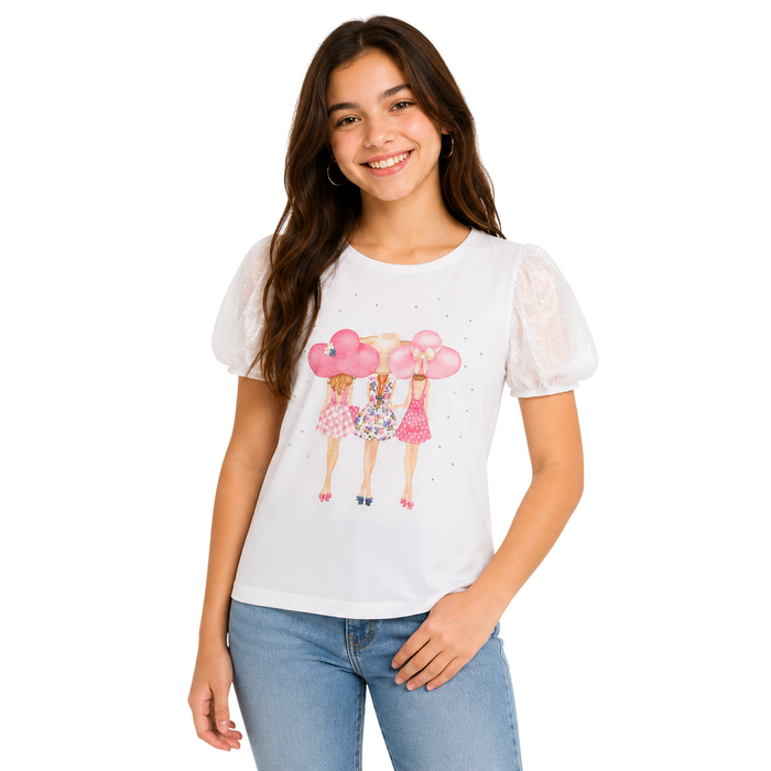 Mayoral - Big Girls Short Sleeve Chiffon White Top