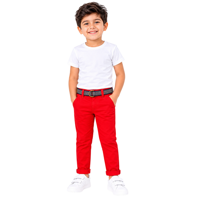 Mayoral - Little Boys Chino Red with Belt