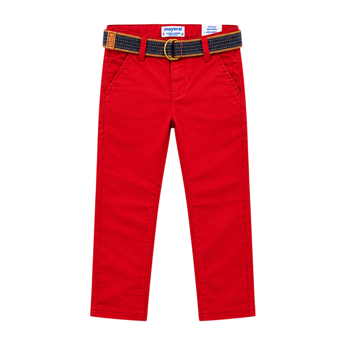 Mayoral - Little Boys Chino Pants Dark Red with Belt