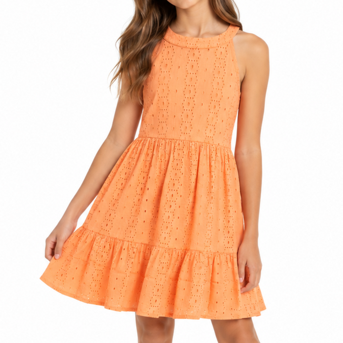 V by Very Big Girls Halter-Neck Dress with Embroidery