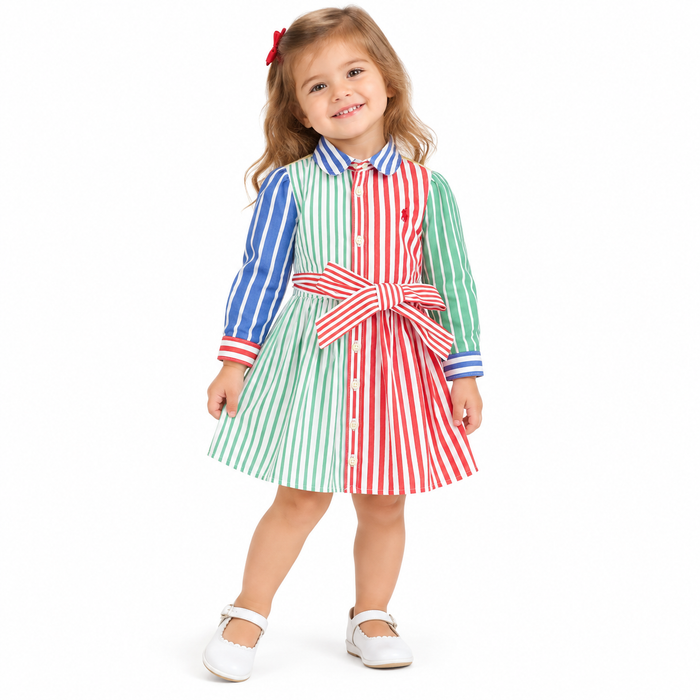 Polo Ralph Lauren Toddler Girls Striped Shirt Dress in Cotton