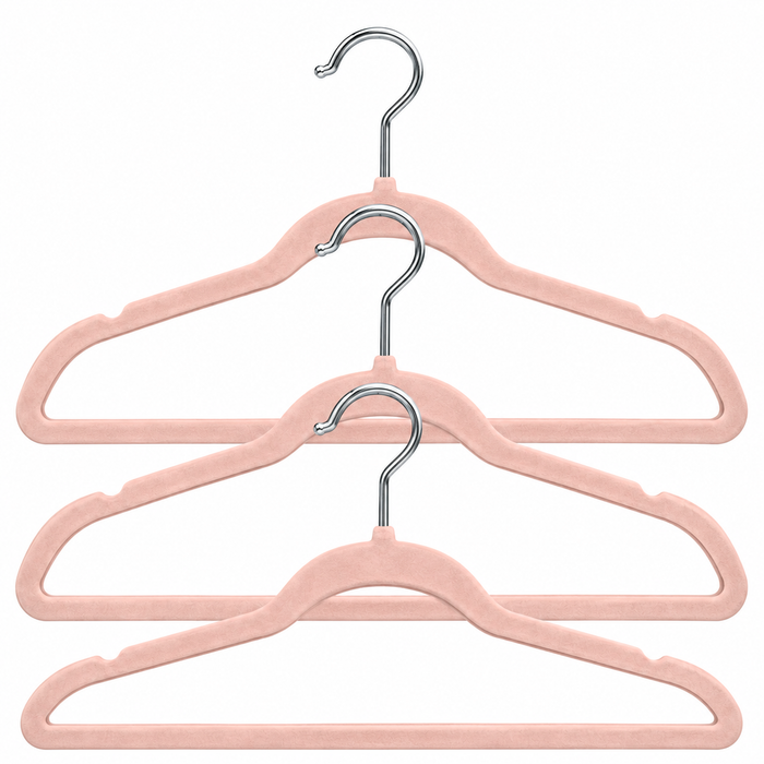 3-Pcs Pink Velvet Clothes Hanger