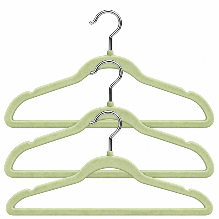 3-Pcs Green Velvet Clothes Hanger
