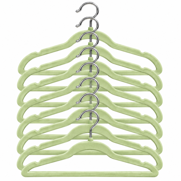 8-Pcs Green Velvet Clothes Hanger