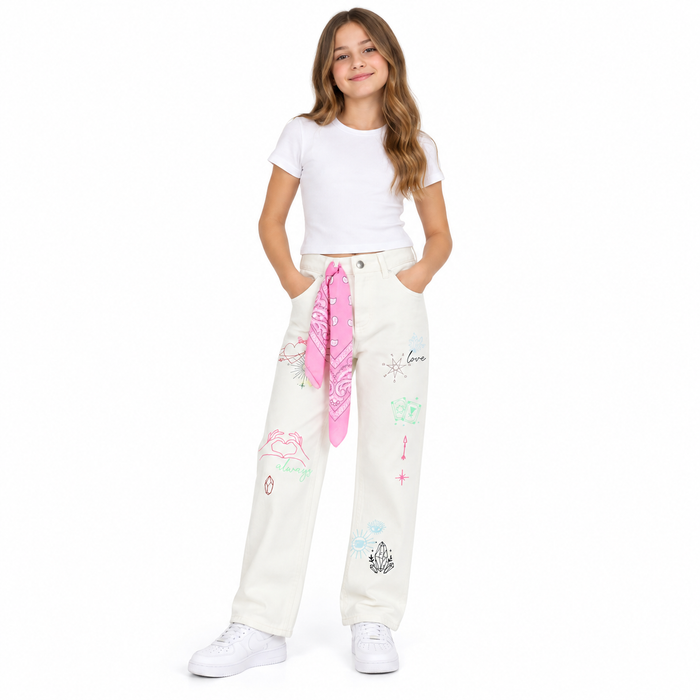 River Island White Cotton Tarot Straight Jeans