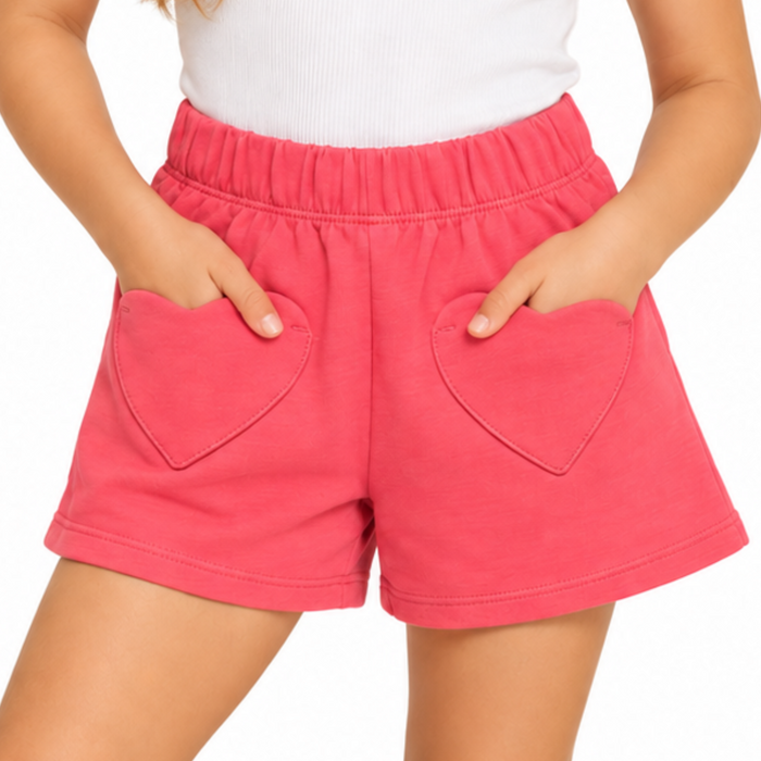 V by Very Little Girls Front Heart Pocket Shorts