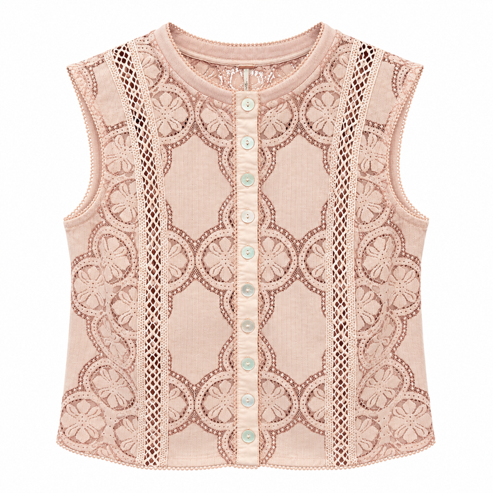 Free People Sleeveless Button Down Knit Top