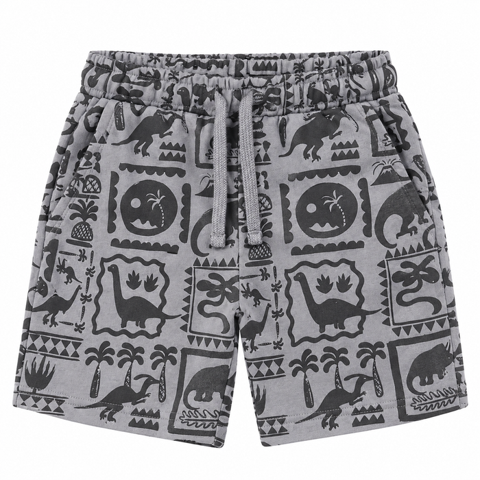 Mini V by Very - Little Boys Dark Grey Shorts with Dinosaurs Print