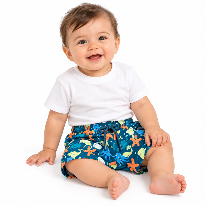Mini V by Very - Baby Boy Shorts with Sea Creatures Print
