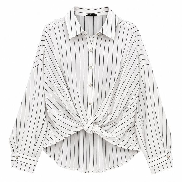 New Look White Striped Twisted Front Shirt