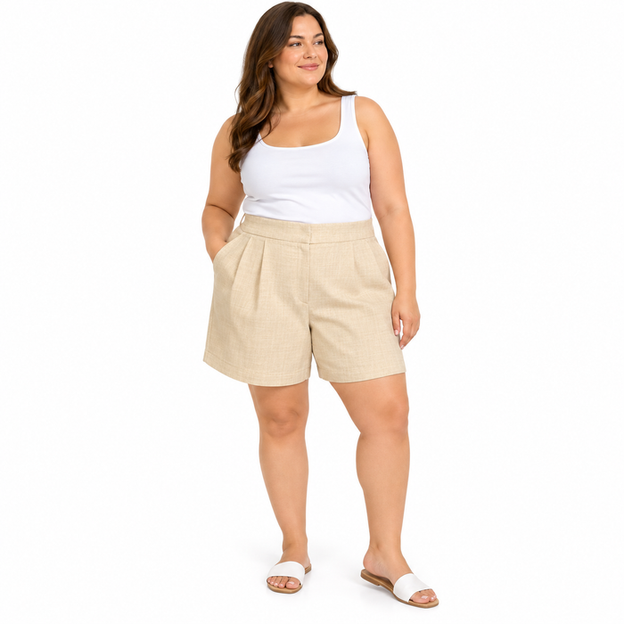 V by Very Beige Linen Blend Shorts