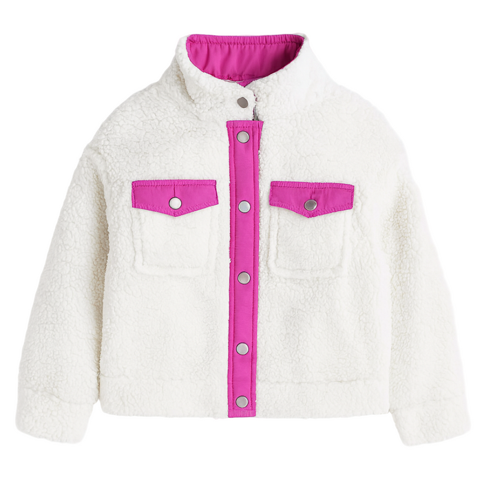 Epic Threads - Big Girl Faux-Sherpa Trucker Jacket Snowfall White Large (14-16)