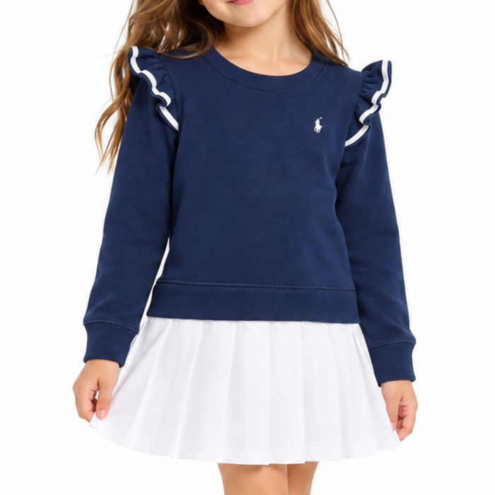 Polo Ralph Lauren Little Girls Woven-Skirt Terry Dress