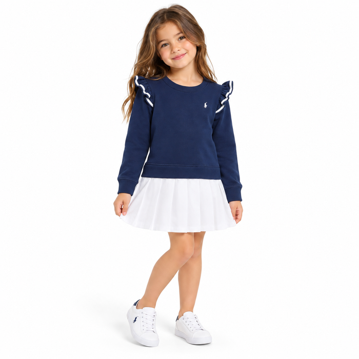 Polo Ralph Lauren Little Girls Woven-Skirt Terry Dress