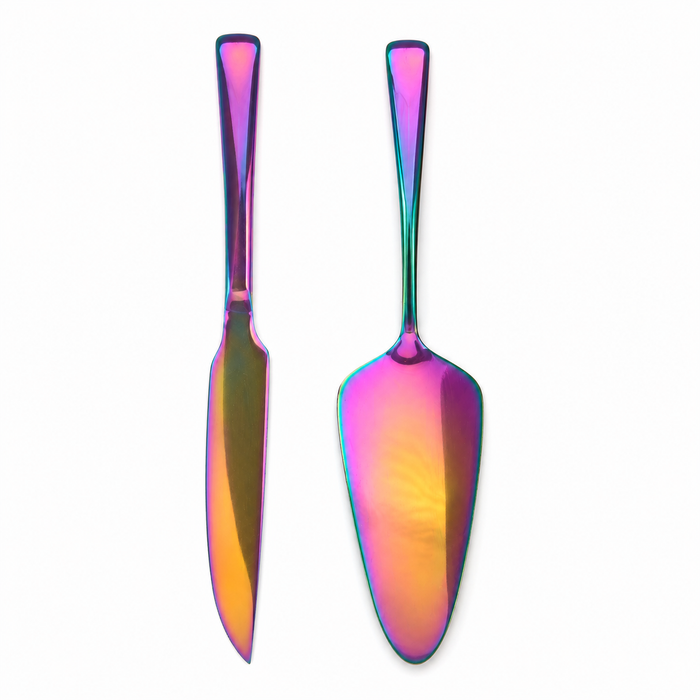 Multicolor Stainless Steel Cake Server and Knife