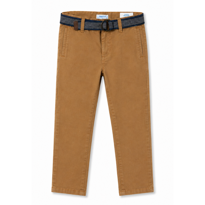 Mayoral - Little Boys Chino Pants Brown with Belt