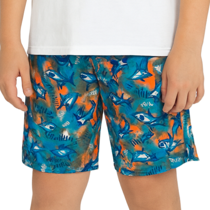 Max & Olivia - Big Boys Short Shark Zone Graphic Navy (Large)