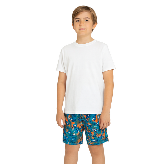 Max & Olivia - Big Boys Short Shark Zone Graphic Navy (Large)