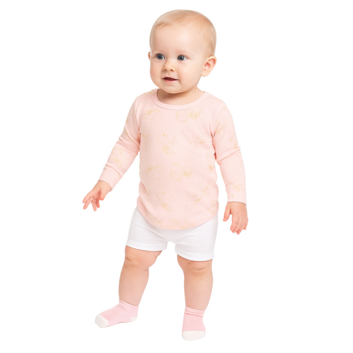 Max & Olivia - Toddler Girls Long Sleeve Pink with Socks (12M)