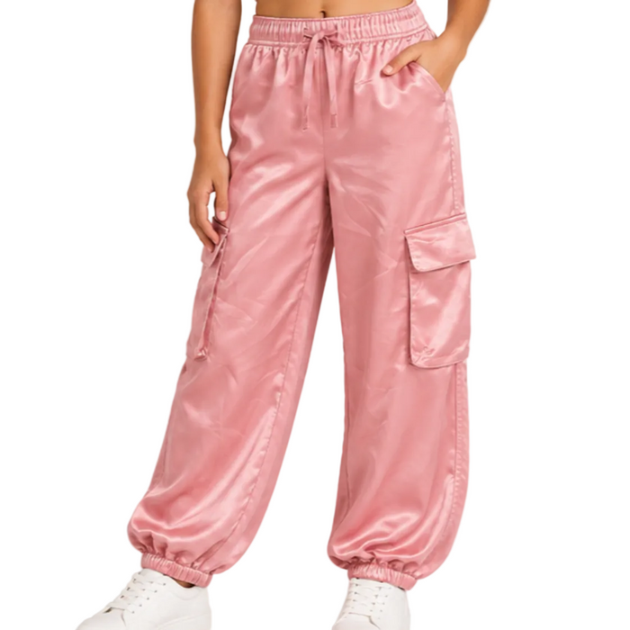 Epic Threads - Big Girls Satin Wide-Leg Cuffed Cargo Pants