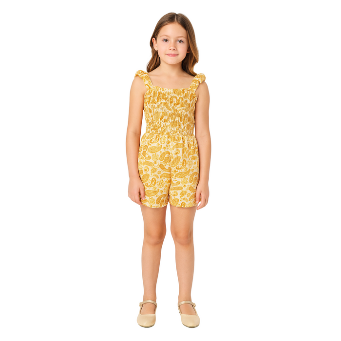 Speechless - Girls' Paisley Print Romper (Golden Yellow)