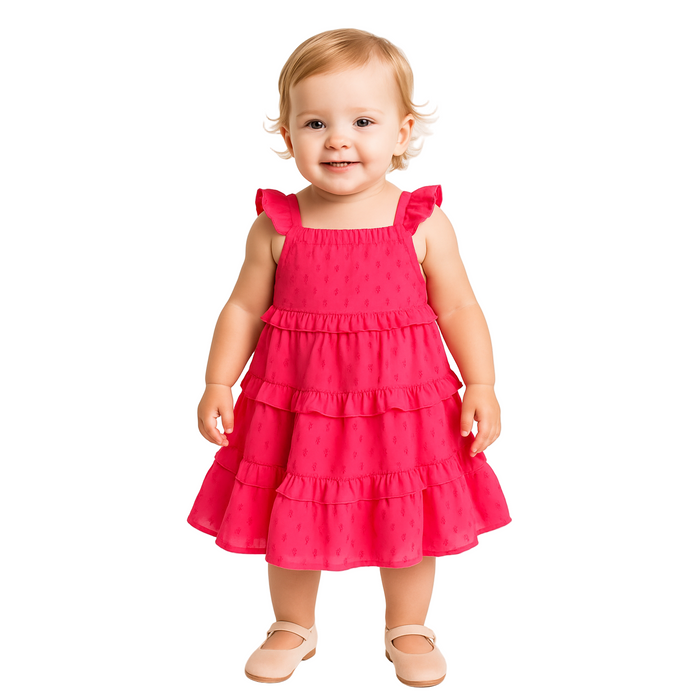 Rare Editions - Baby Girls Dotted Chiffon Dress Pink