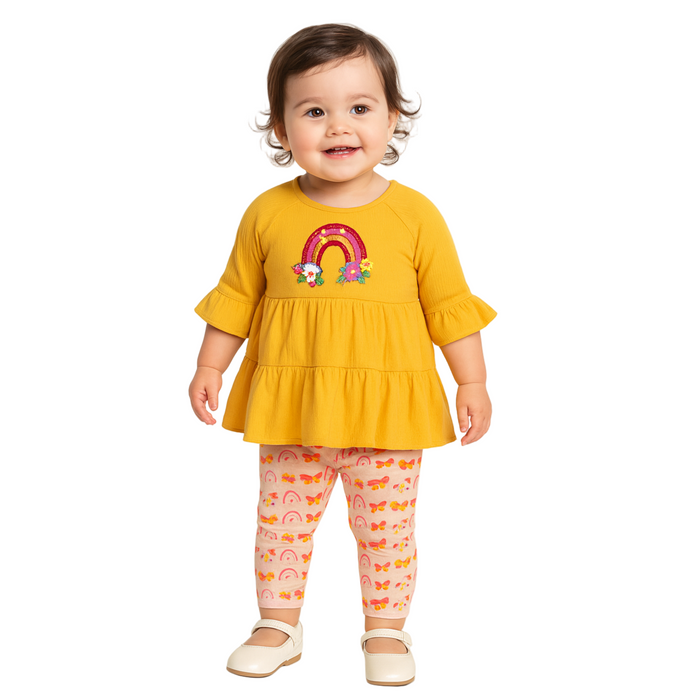 Rare Editions Baby Girls - Mustard Multicolor Set (Small)