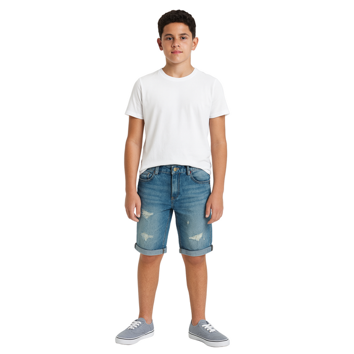 GUESS Big Boys - Denim Linen Shorts Blue (Medium)