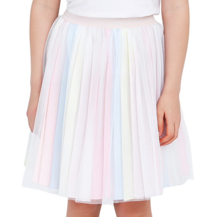 GUESS - Girls' Satin Mutli Color Pleated Skirt With Chiffon Overlay Skirt