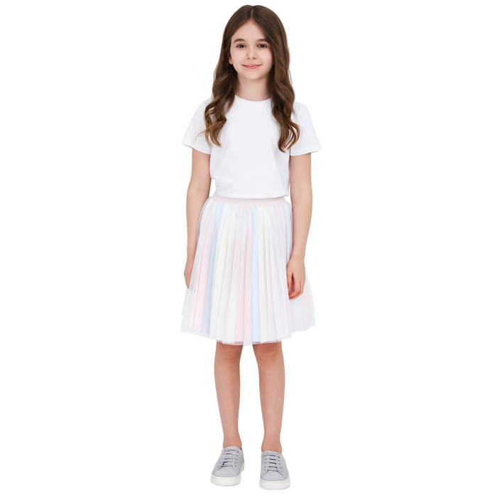 GUESS - Girls' Satin Mutli Color Pleated Skirt With Chiffon Overlay Skirt