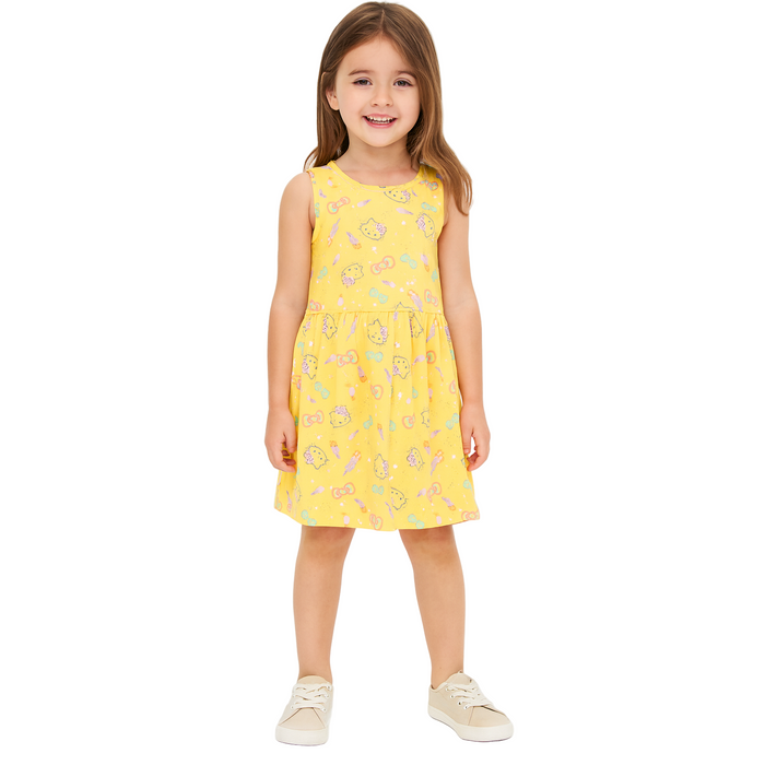 Hello Kitty - Little Girls Sleeveless Dress Yellow (5)