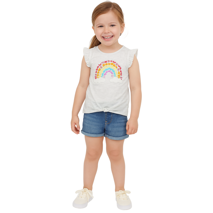 Kids Headquarters - Toddler Girl Ruffle Short Sleeve Top Gray Heather