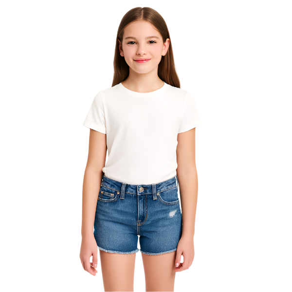 Polo Ralph Lauren - Little Girls Blue Patchwork Cotton Denim Short