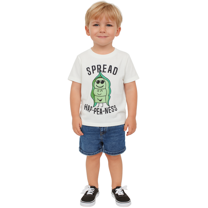 Name It - Kids Short Sleeve Top Spread Hap-pea-ness Design White Alyssum