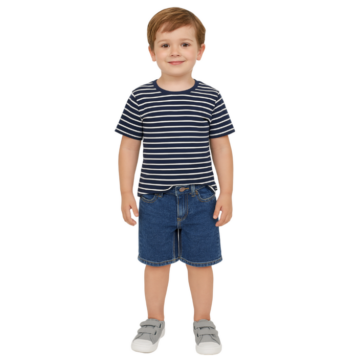 Name It- Kids Short Sleeve Top Stripe Design Dark Sapphire
