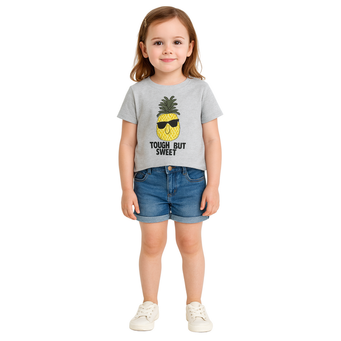 Name It - Kids Short Sleeve Top Pineapple Design Light Grey