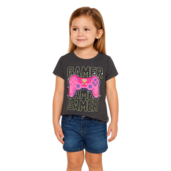 The Children's Place - Little Girls Short Sleeve Gamer Graphic Tee