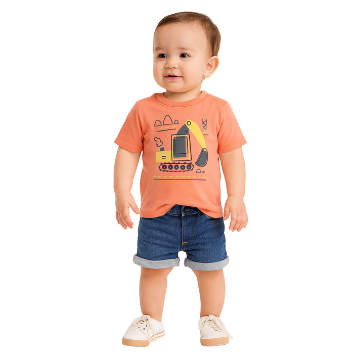 The Children's Place - Toddler Boys Short Sleeve Tee Excavator Truck Graphic