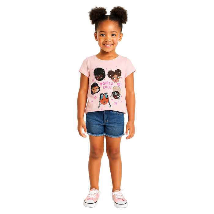 The Children's Place - Little Girls Short Sleeve T-Shirt Girls Rule Graphic