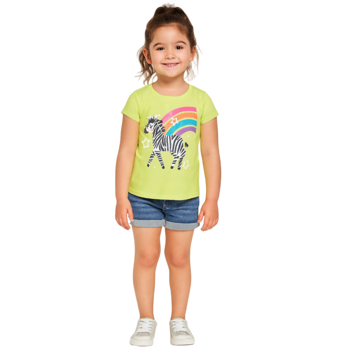 The Children's Place - Toddler Girls Short Sleeve Zebra Rainbow Graphic